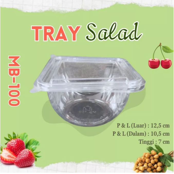 [ISI 50PCS] Mika Tray Salad Buah + Tutup 500ml Food Grade / Mangkok Kotak Es Buah Plastik/ Mika Nasi
