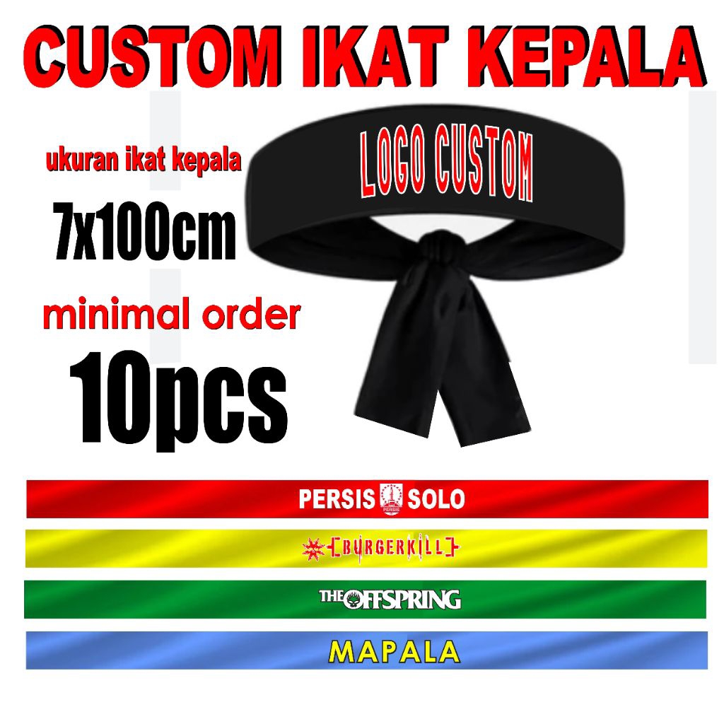 Hachimaki ikat kepala custom logo tulisan