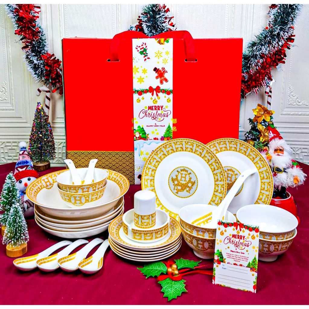 HAMPERS CHRISTMAS & NATAL ] Dinner set premium / Hampers piring  Mangkok Natal / Tableware Piring Ma