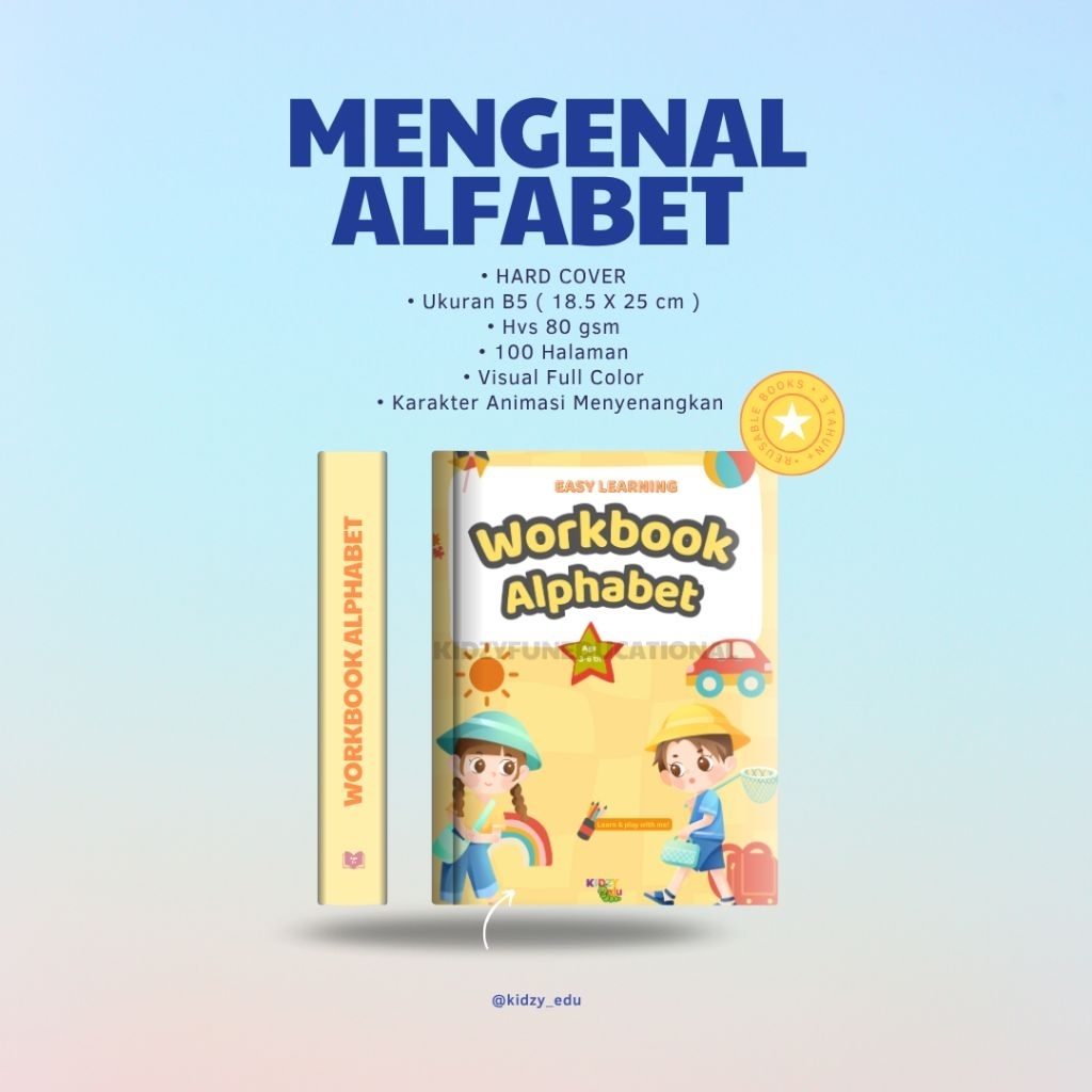 BOARD BOOK B5 18.5x25cm HVS 80 GSM Tebal Activity Book Anak usia 3 tahun buku Paud Alfabet Angka Cal