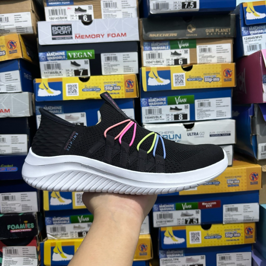 (size 36) SEPATU SKECHERS KIDS ULTRA FLEX BUNGEE FUN BLACK