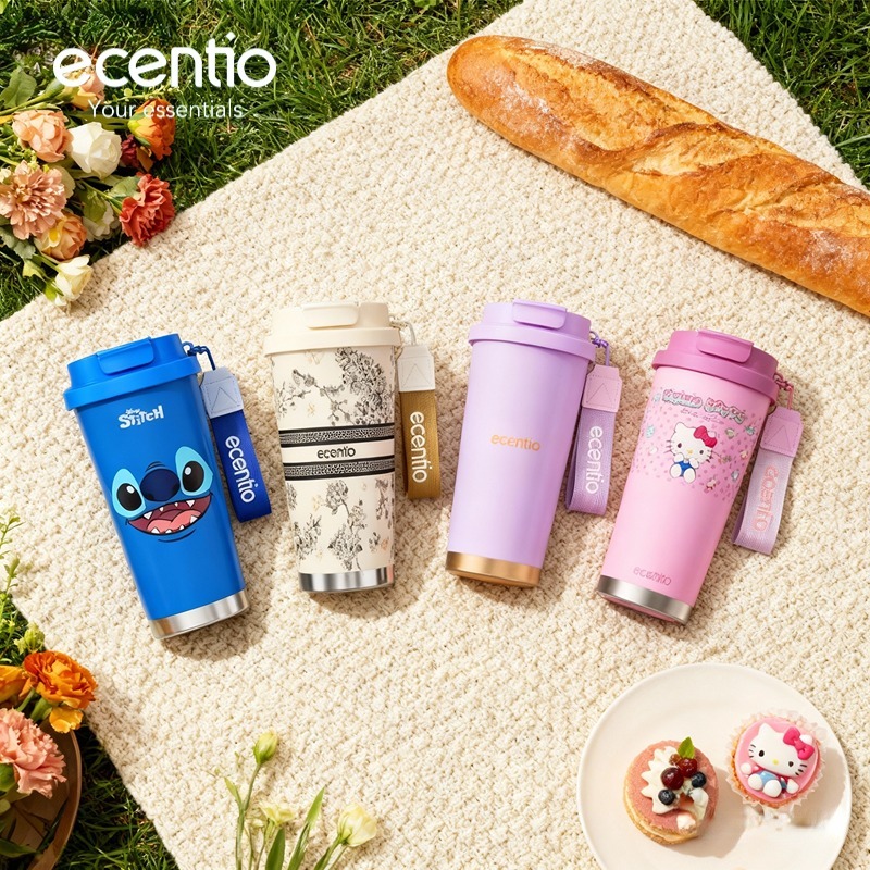 [NEW] ecentio tumbler minum ungu 530ml premium tahan dingin 24 jam botol stainless 316 portable tumb