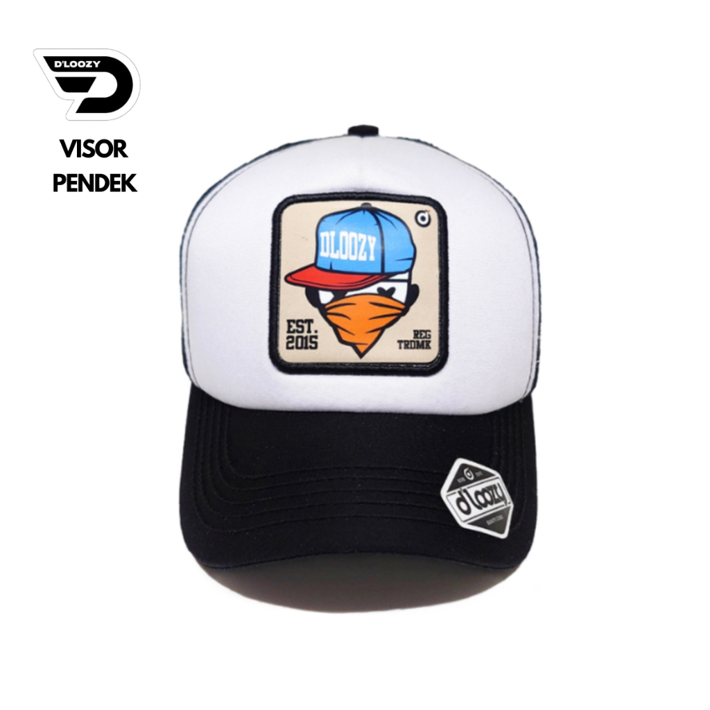 Topi Jaring Visor Pendek Pria Dewasa Original Distro Truker DLOOZY Official Hitam Putih DLZVP-HPH
