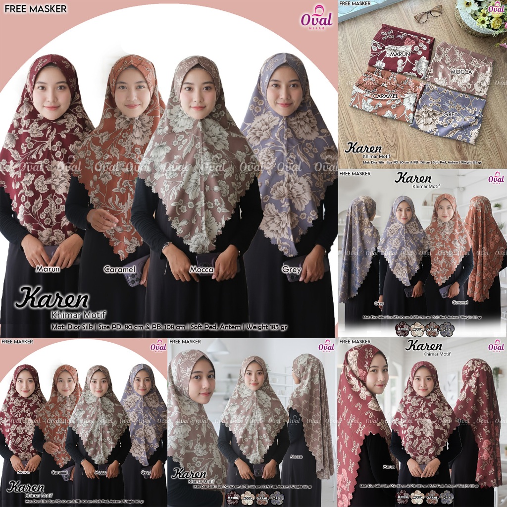 KHIMAR MOTIF MATT DIOR SILK SOFT PED ANTEM KAREN BY OVAL HIJAB