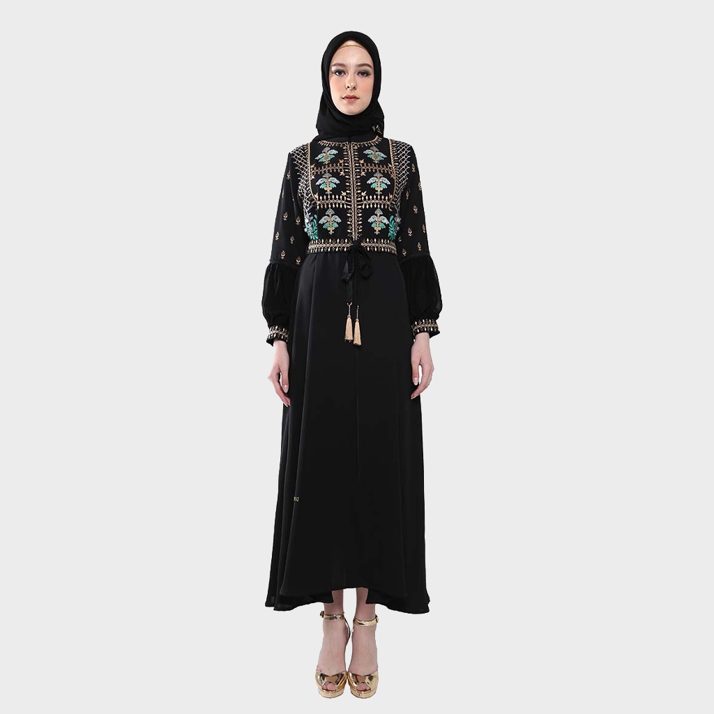 HIKMAT A3845 - Floral Majesty Gamis Abaya Wanita