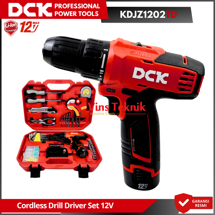 DCK KDJZ1202TD Cordless Drill Driver Mesin Bor baterai 12V KDJZ 1202