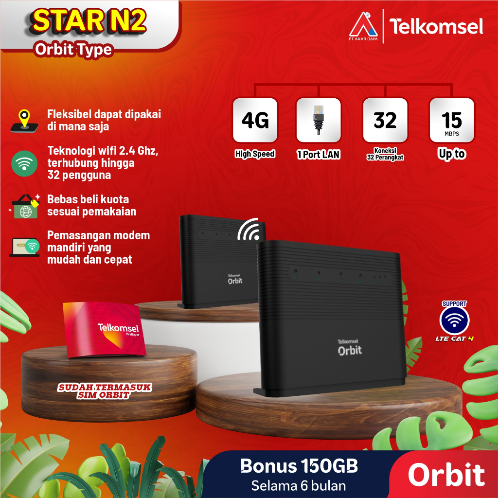ORBIT STAR N2 - MODEM ORBIT STAR N2 - Telkomsel Orbit Star N2 Modem Wifi 4G High Speed