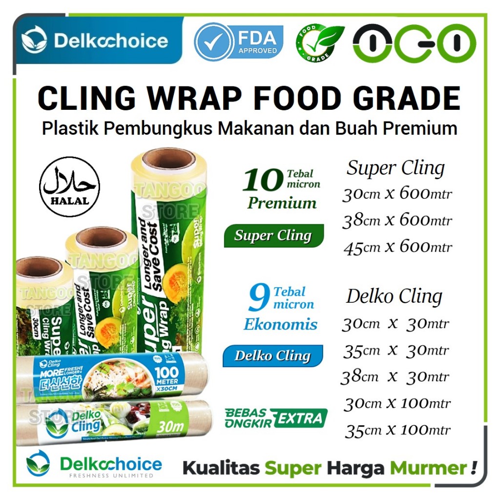 Plastik Pembungkus Buah dan Makanan Food Grade - Delko Super Cling Wrap Ekonomis dan Premium Satuan