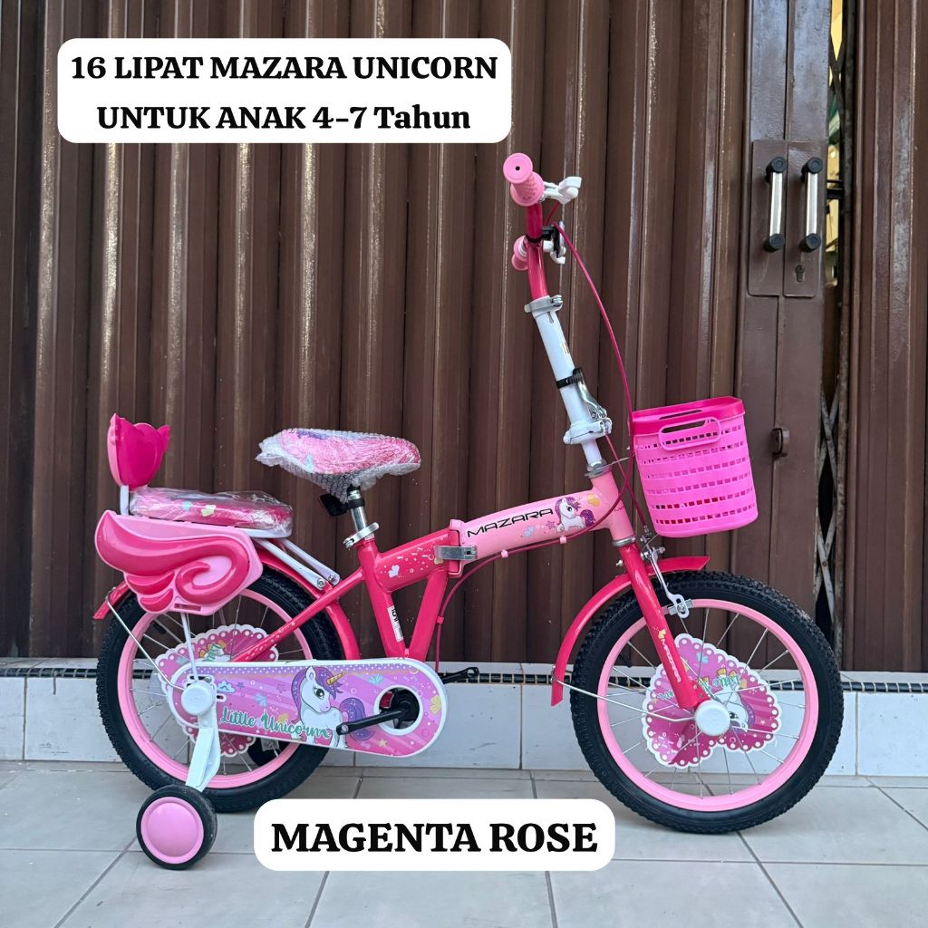 (BTM) Sepeda Anak Perempuan Mini 16 LIPAT MAZARA UNICORN