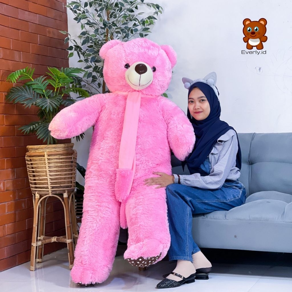 Boneka Teddy Bear Jumbo 1,3 Meter SNI Pink