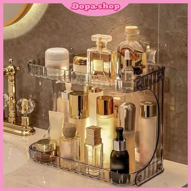 [READY] 2 Tingkat Rak Organizer Kosmetik Acrylic Penyimpanan Kosmetik Rak Makeup Kosmetik Estetik