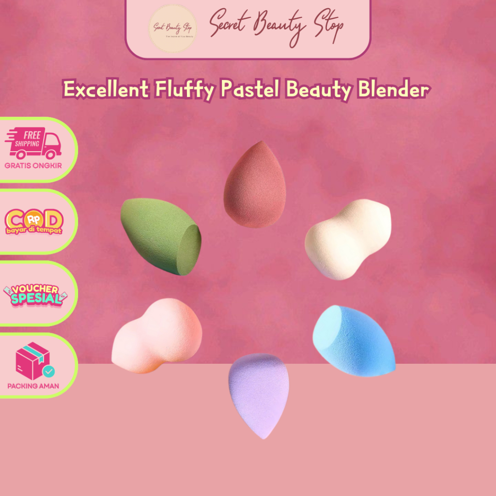 Excellent Fluffy Beauty Blender All in Pastel Color, Sponge Makeup, Spons Kecantikan