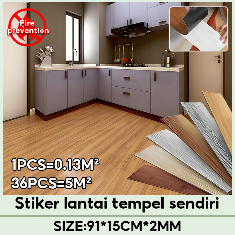 1 BOX 36 Pcs Floor Vinyl Lantai Stiker Lantai kayu parquet Dengan Lem Sticker Vinyl Lantai