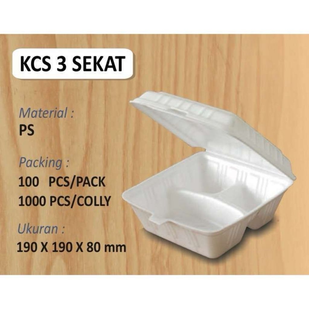 Khusus Instant & Sameday [minimal 100 pcs] Foam KCS 3 Sekat Per 100 Pcs / Sterofoam Makanan / Foam N