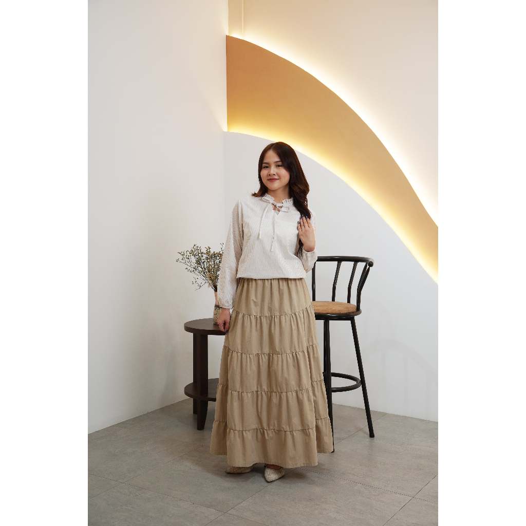 Missty Freeteen Rok Panjang Warna Cream Cokelat Muda Kekinian (Rosemary 28)