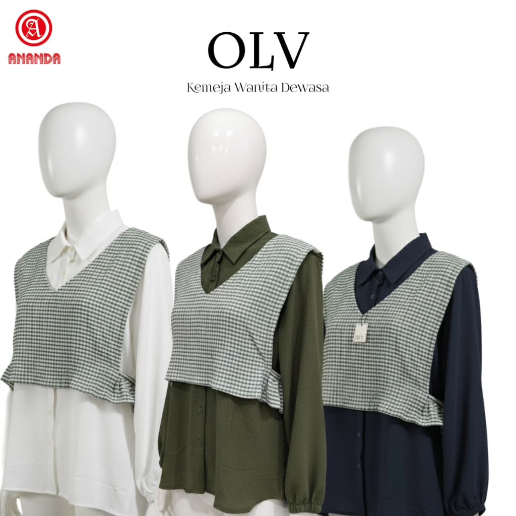Kemeja Set Vest Wanita - Atasan Blouse Wanita  - Rompi Vest Wanita