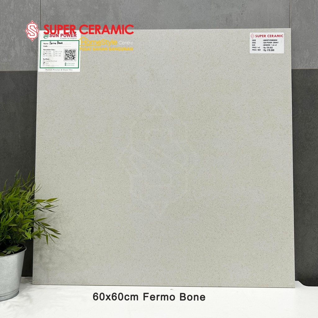 SUN POWER 60x60 Granit Lantai Dinding Matt - FERMO BONE / FERMO GREY