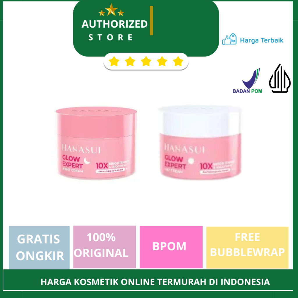 SIGMA KOSMETIK - HANASUI GLOW EXPERT CREAM NIGHT / DAY - HANASUI - HANASUI CREAM WAJAH SIANG DAN MAL