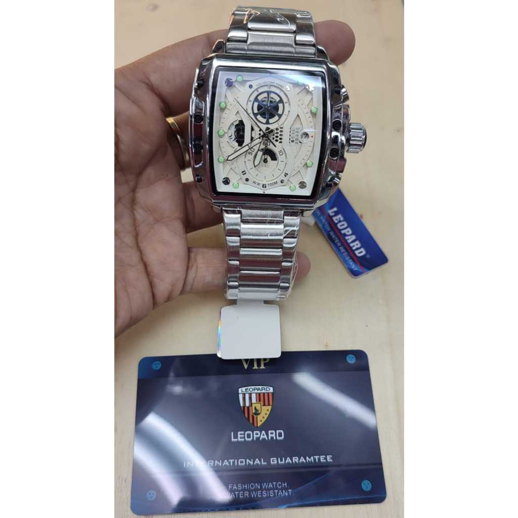 Jam tangan Pria Leopard 3530 tanggal /chrono aktif kotak analog original