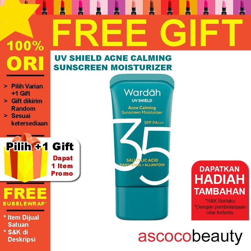 Wardah UV Shield Acne Calming Sunscreen Moisturizer SPF 35 35 ml / SPF 50 25 ml PA+++ ascocobeauty