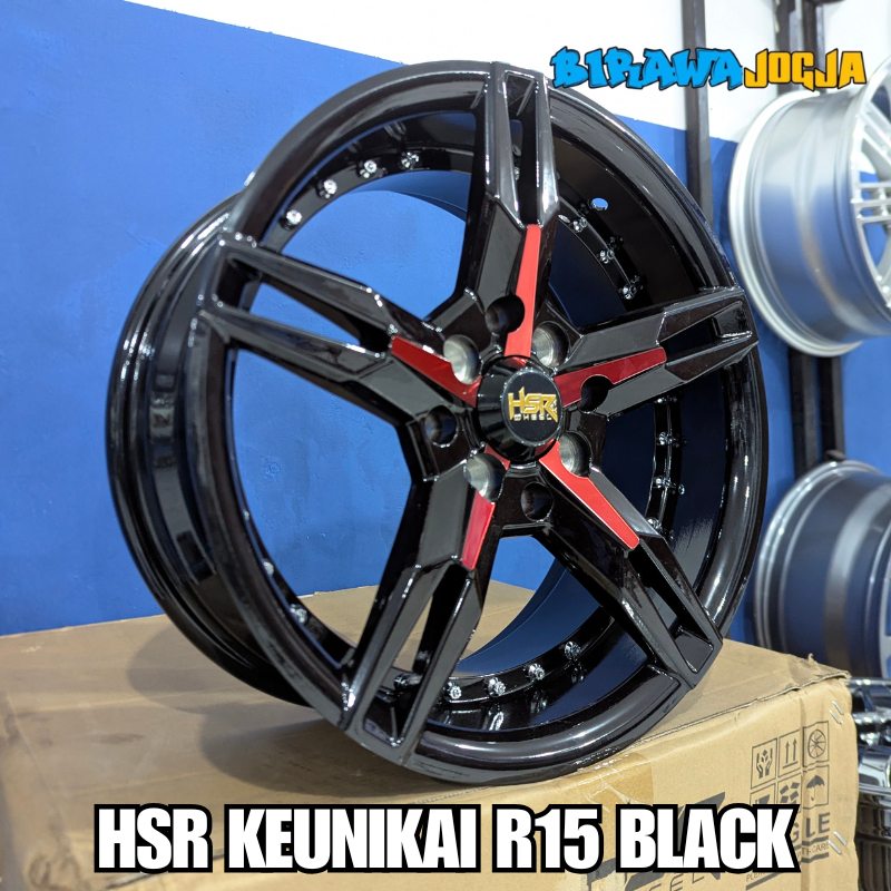 VELG AVANZA, BRIO, MOBILIO RING 15 ORIGINAL HSR KEUNIKAI - PELEK MOBIL HITAM GLOSSY MODEL BINTANG