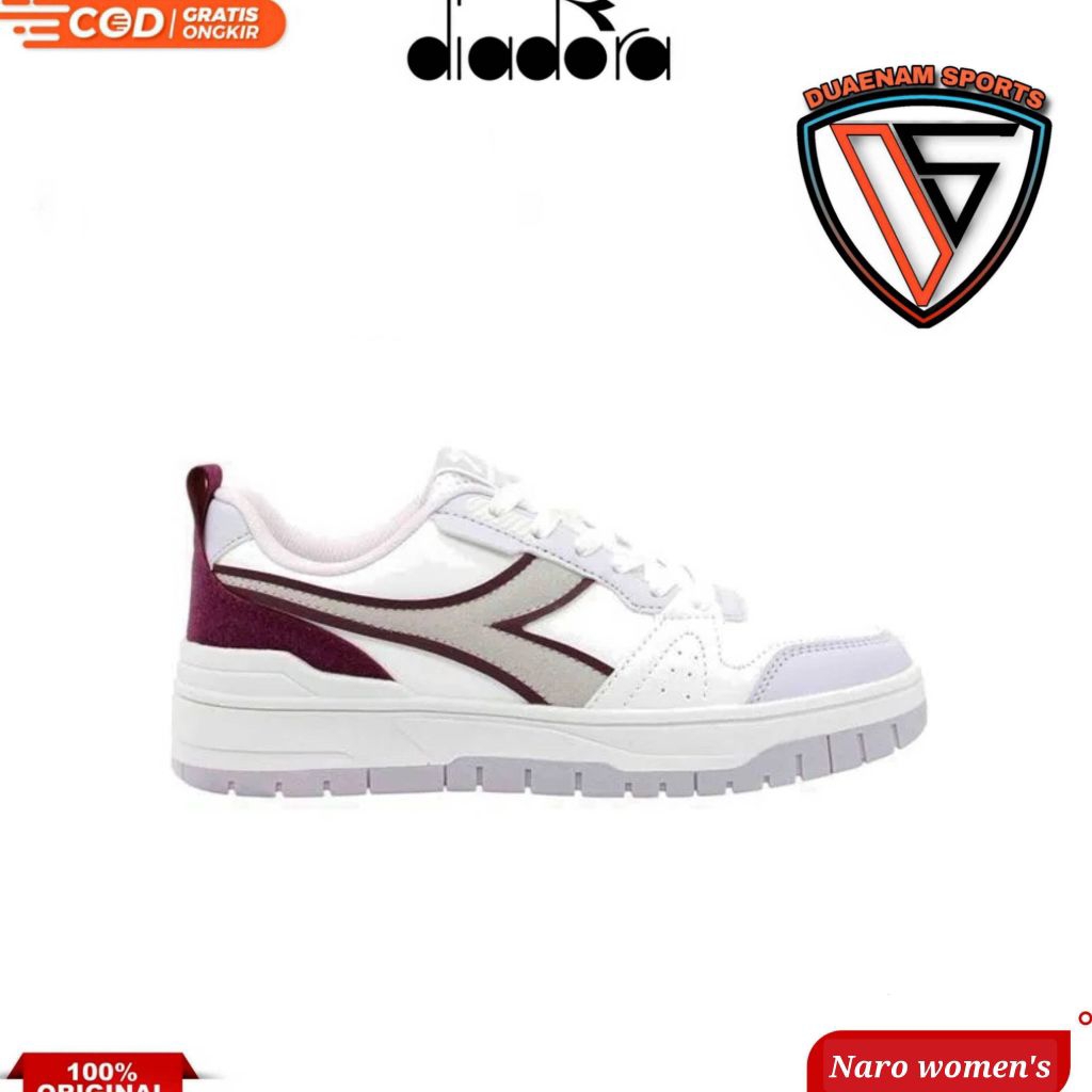 SALE DIADORA NARO WOMEN'S SNEAKERS SHOES-WHITE PURPLE