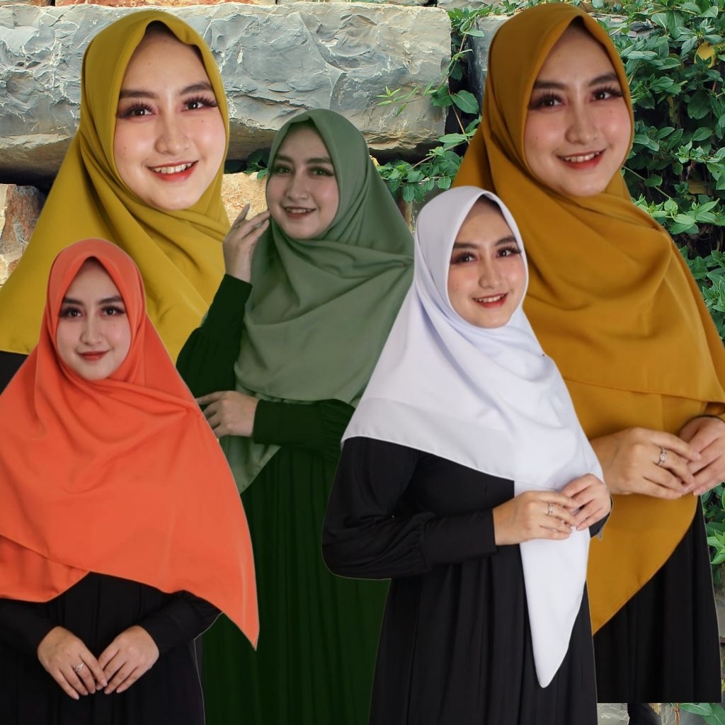 Hijab segi Empat Wolfis warna sage, kubus dan lemon
