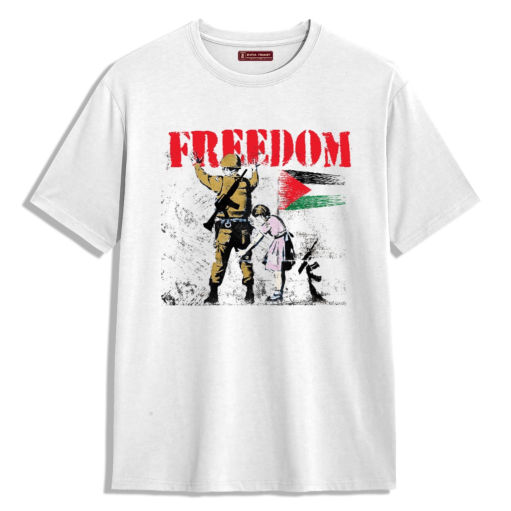 TRIART Kaos Freedom Palestine - Kaos Pria Kain Katun Premium Cotton Combed 24s
