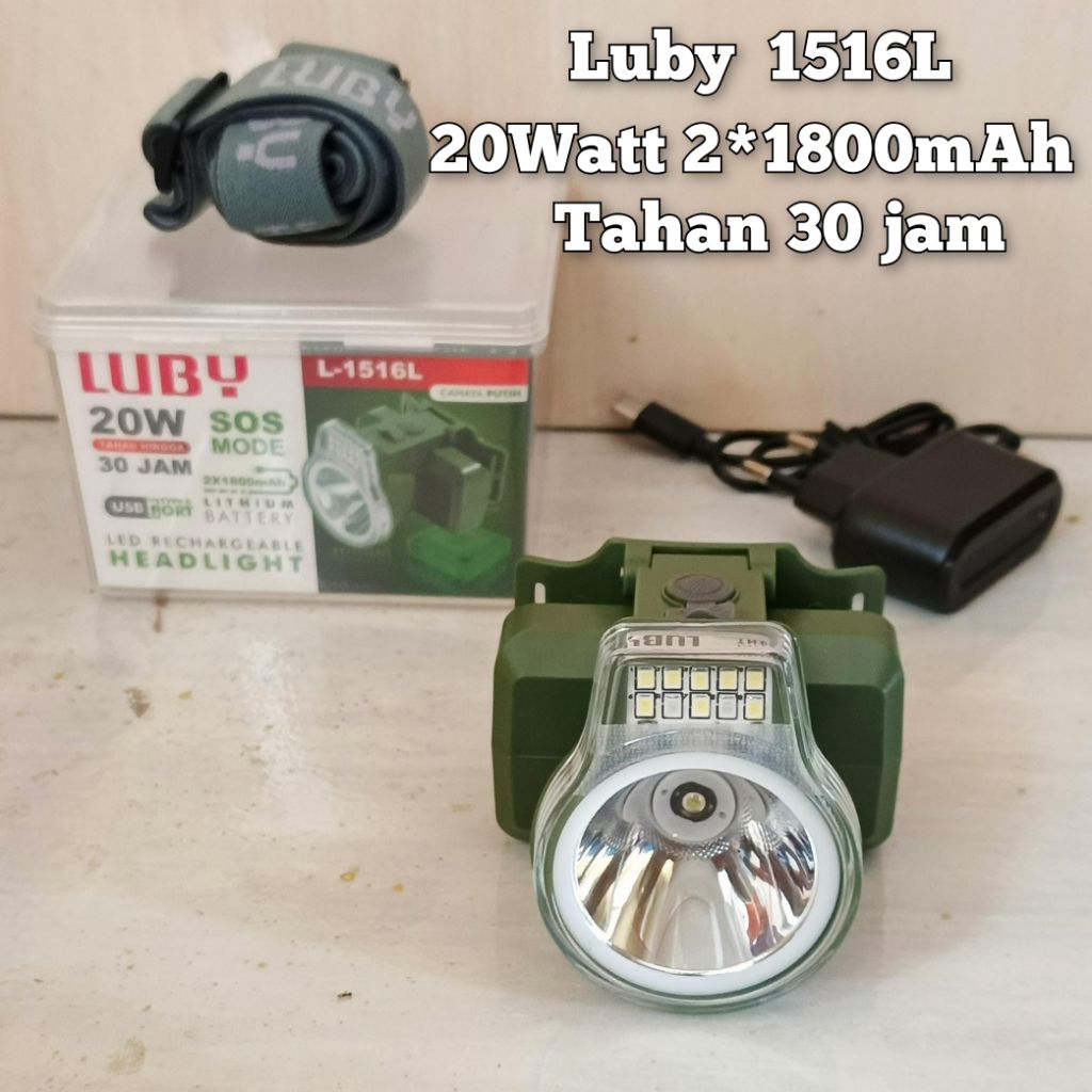 senter kepala luby 20w L-1516L Senter kepala luby L1516L Baterai