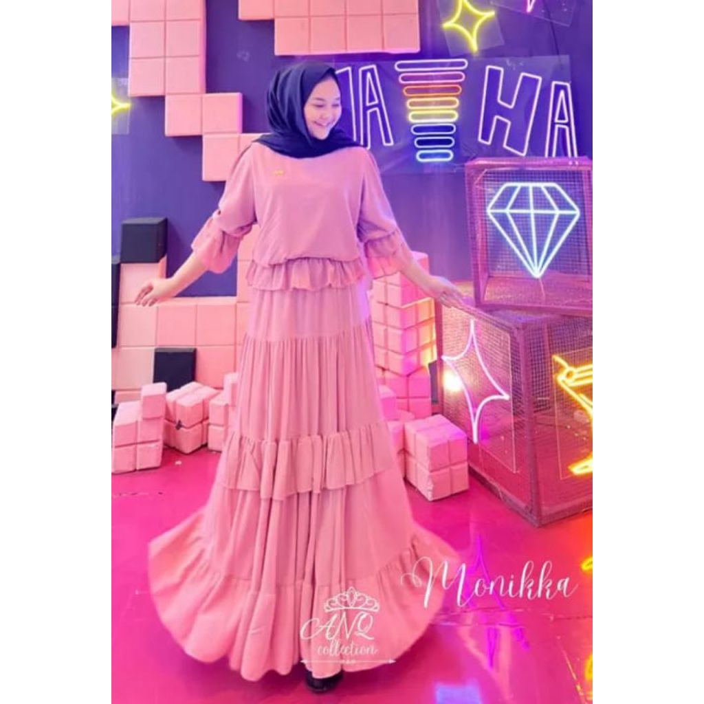 SET ROK MONIKKA BY ANQ/SETELAN ROK BAHAN CERUTY BABYDOLL