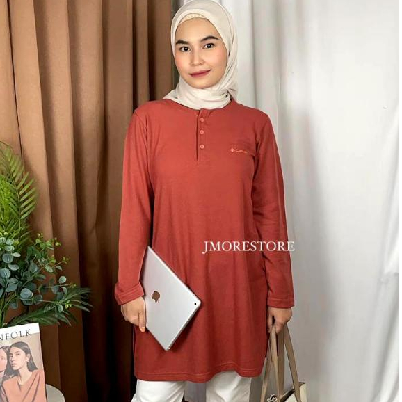 Kaos Tunik Basic Wanita By JMORE Bahan Lacos & Pique 24s Panjang Standar Atas Lutut