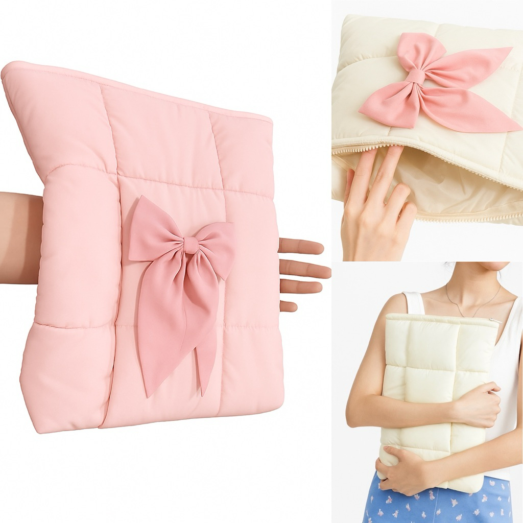 [NEW] Ready Pillow Puffy Laptop Sleeve Ribbon Coquette | CUTE Laptop Sleeve Pinterest Aesthetic | Sa