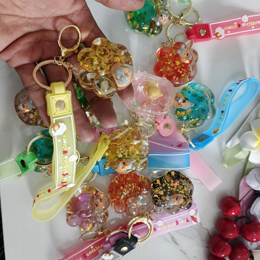 paket usaha aksesoris wanita gantungan kuncici air gliter premium