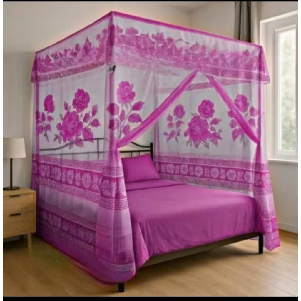 Kelambu Motif Bunga 200x200 Jumbo Bahan Halus