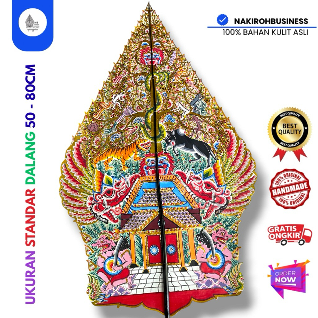 NAKIROHBUSINESS Wayang Kulit Kerbau Gunungan Kayon Ukuran 80cm Asli Kualitas Alusan Super Premium Be