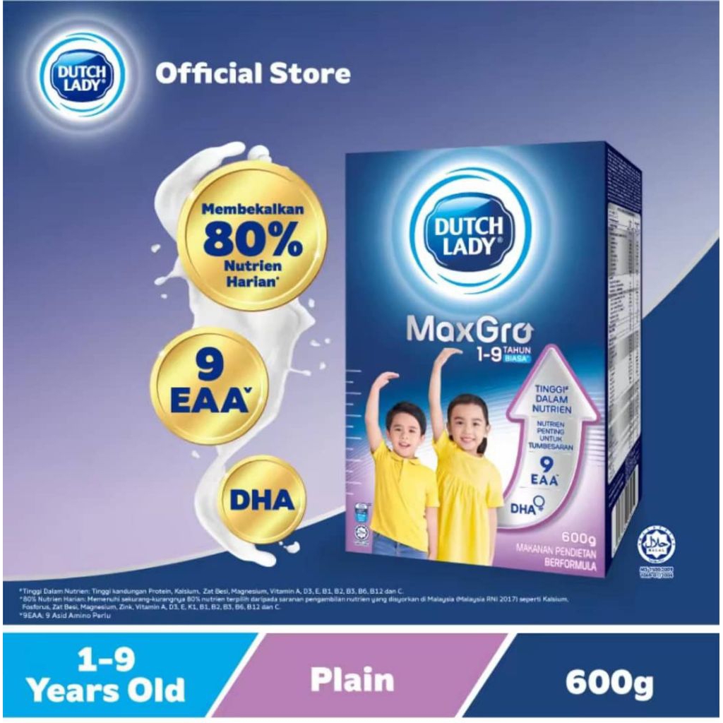 Dutch Lady MaxGro Milk Formula 1-9 years 600g DUTCH LADY MALAYSIA SUSU IMPORT MALAYSIA