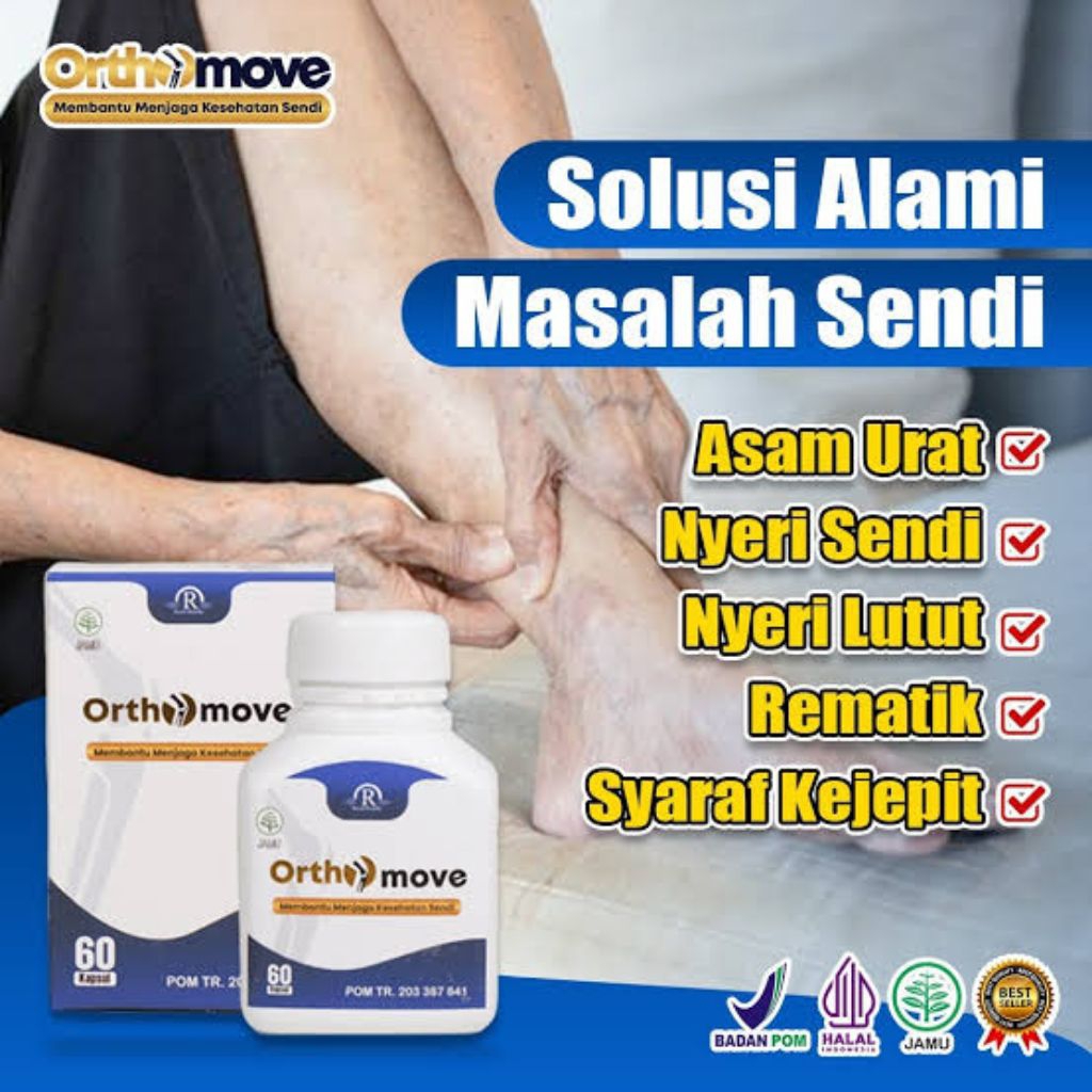 Orthomove Obat Asam Urat Nyeri Sendi Saraf Kejepit Rematik Encok Isi 60 Kapsul Herbal BPOM