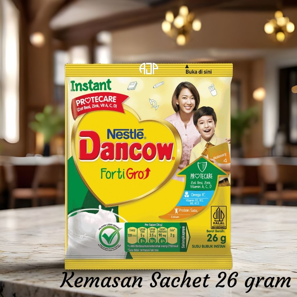 DANCOW FORTIGRO Susu Bubuk Full Cream | Kemasan Sachet 26 gram