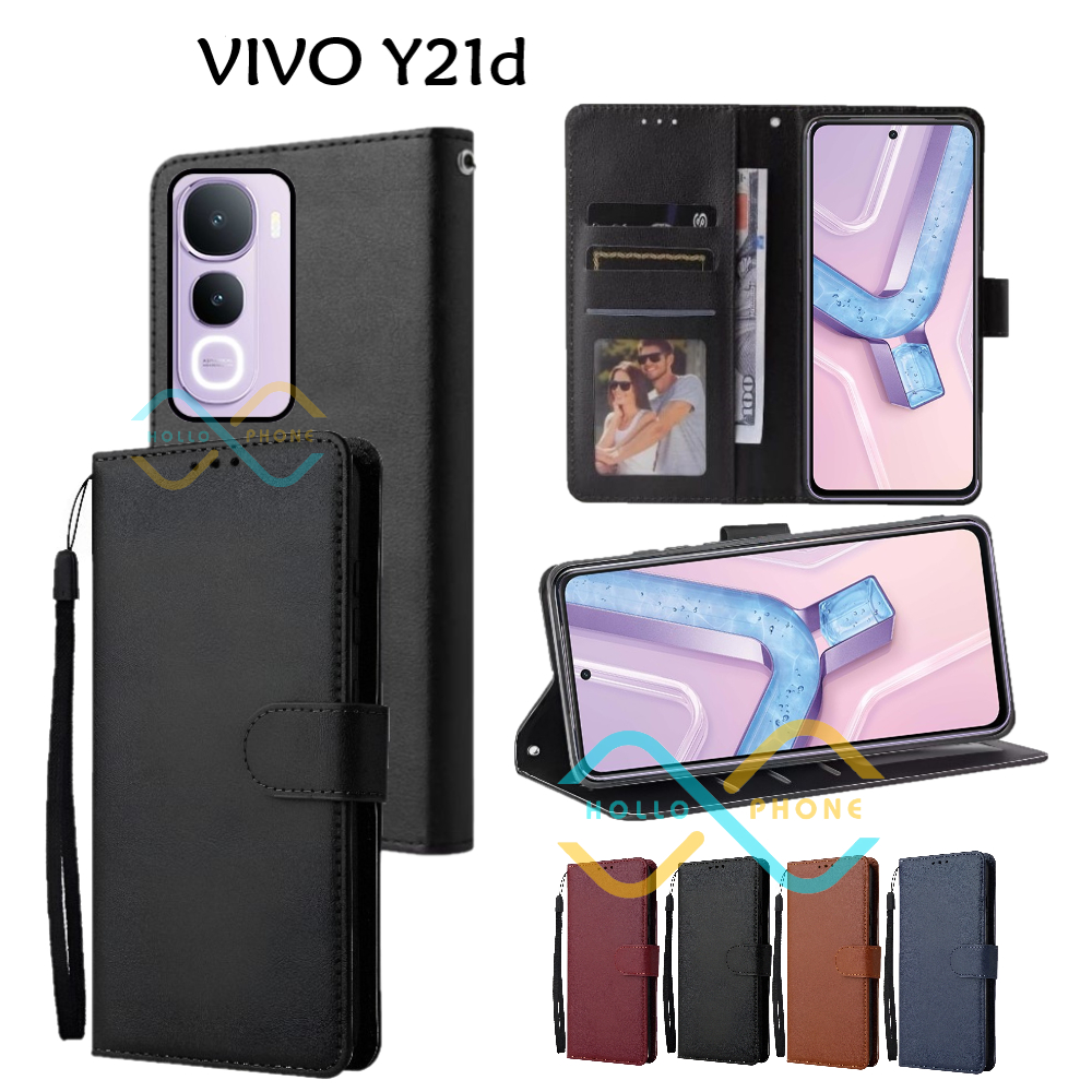 Flip Case Vivo Y21d Dompet Wallet Leather Case Premium Casing Hp Vivo Y21d