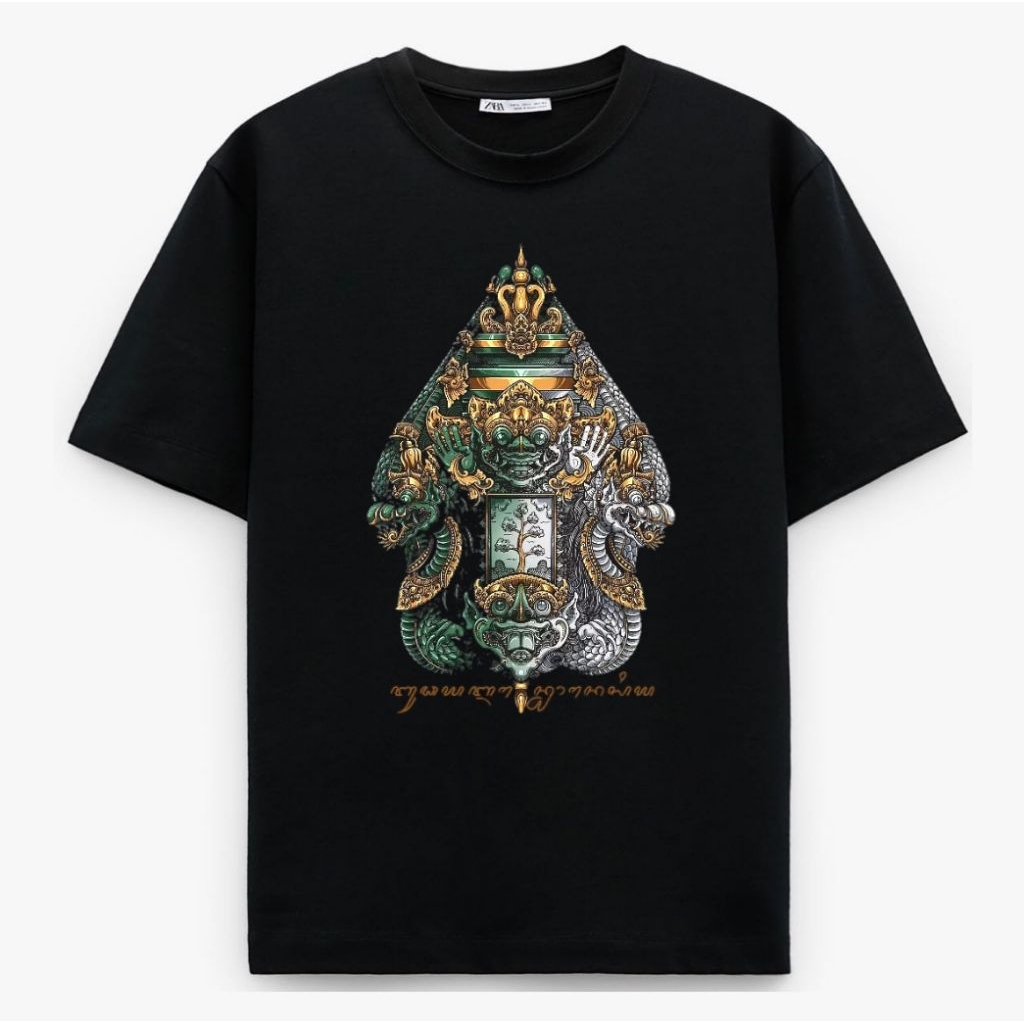 KAOS BUDAYA JAWA BALI WAYANG GUNUNGAN  SILVER HIJAU SPONSOR