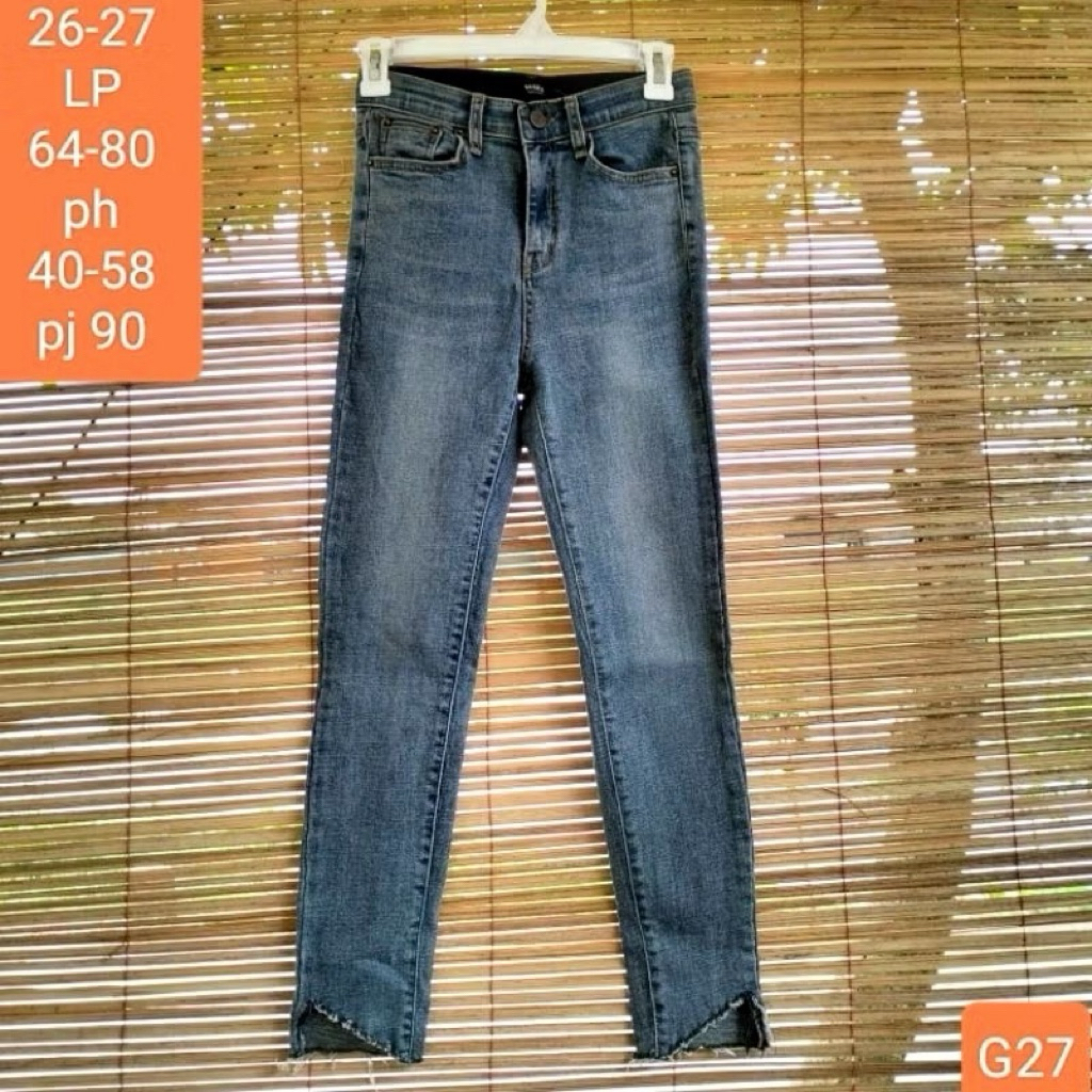 celana preloved jeans polos biru navy branded