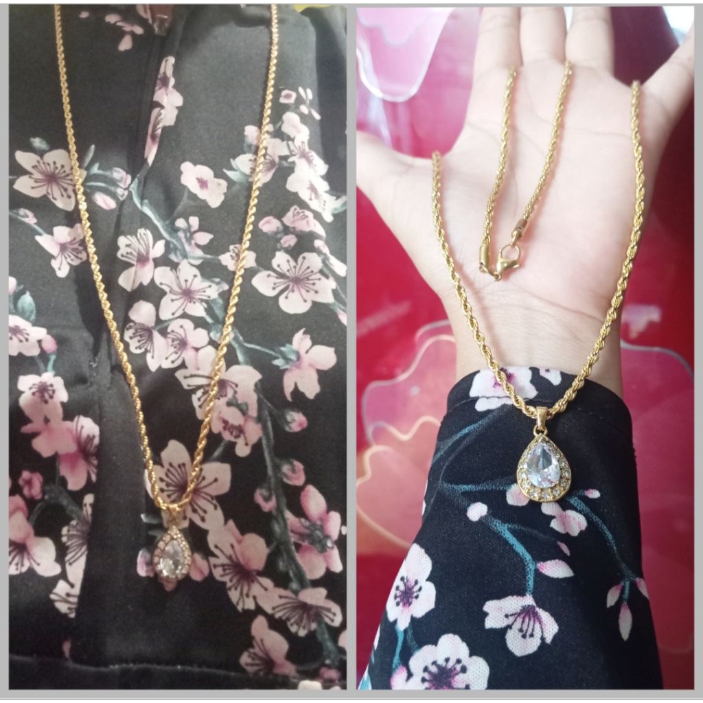 kalung panjang 75cm+liontin(kalung hijab) titanium original