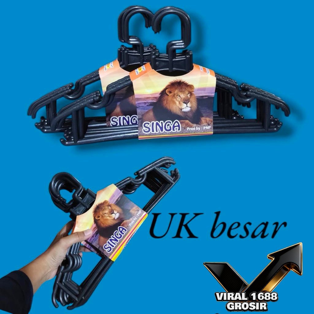 BM | 12 PCS GANTUNGAN HANGER SINGA PLASTIK BAJU / HANGER HITAM PASTEL / HANGER WARNA SINGA BAJU CELA