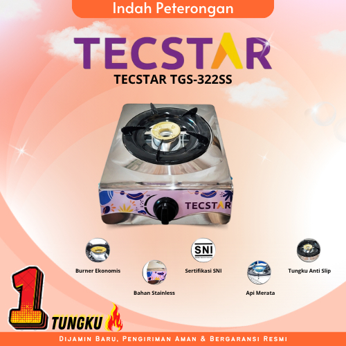 KOMPOR GAS Tecstar TGS-322SS/KOMPOR SATU TUNGKU/KOMPOR MURAH/KOMPOR GAS 1 TUNGKU / KOMPOR JOMBANG