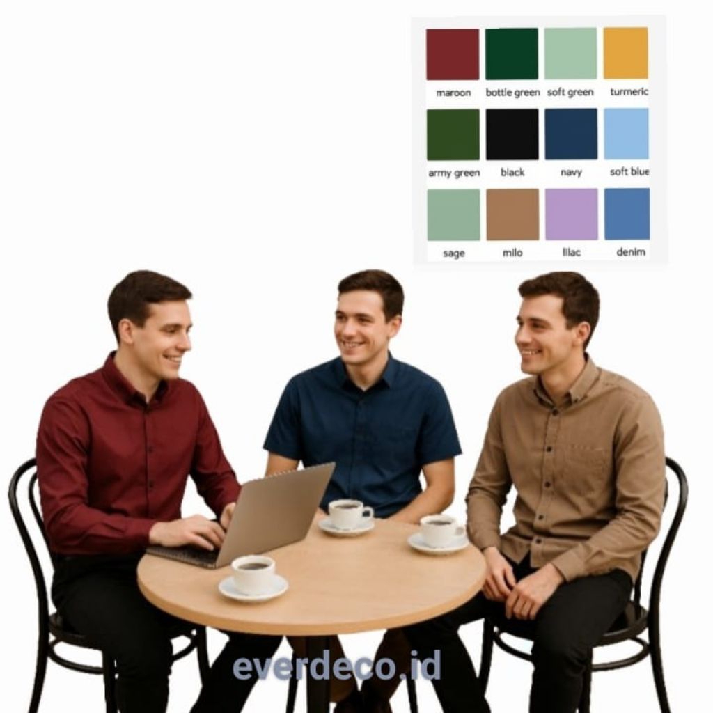 KEMEJA HEM POLOS PRIA LENGAN PANJANG DAN PENDEK SEMI REGULAR FIT CASUAL FORMAL KANTOR ELEGAN MODERN 