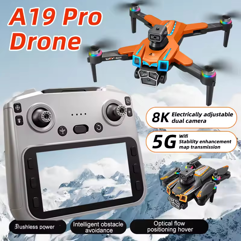 S119MAX 4K A19 PRO Drone - Kamera udara pintar 8K HD, remote control layar 5,6 inci, zoom 50x, tekno