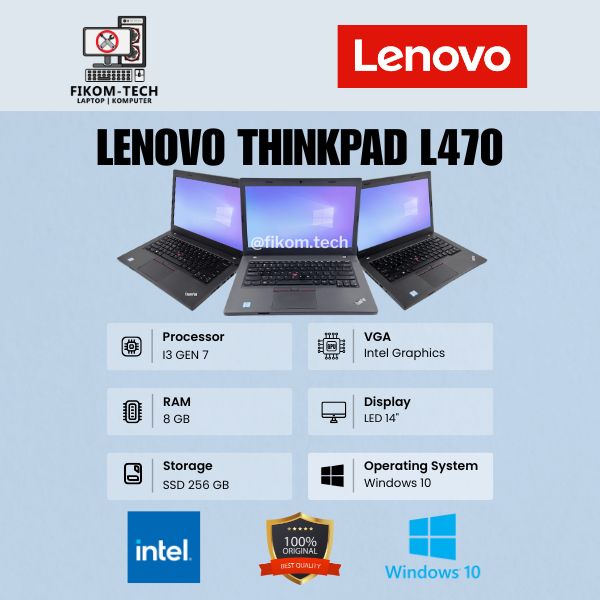 Laptop Lenovo Thinkpad L490 L480 L470 L460 L450 L440 14 Inch Core i3 i5 Gen 7/8 - Murah Bergaransi