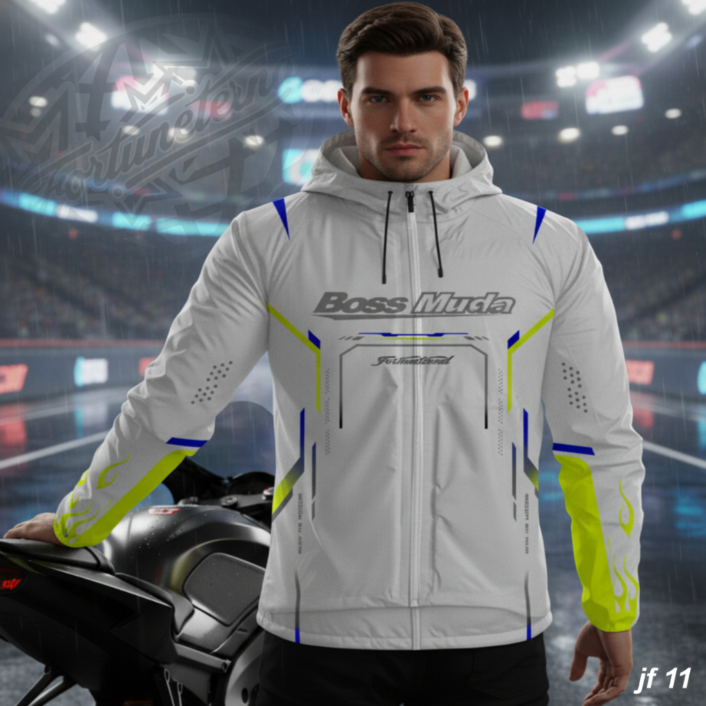 Jaket Racing Custom Request Nama & Nomor Bahan Parasut Waterproof Bisa Request Desain