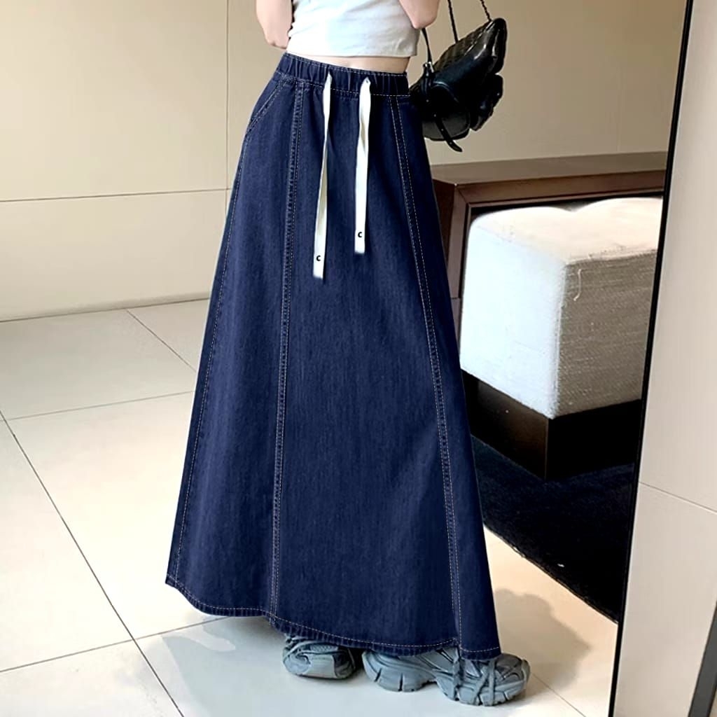 rok payung denim tali