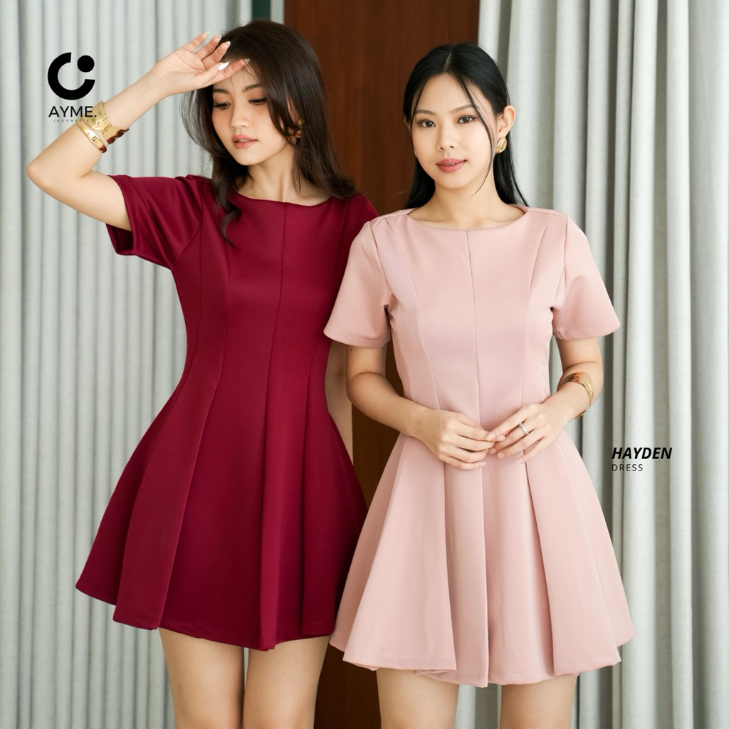 AYME | Hayden Dress scuba wanita pendek casual elegan